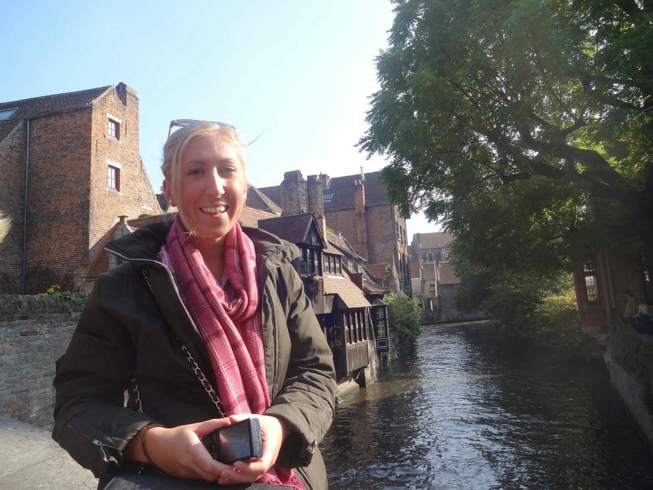 Happy tourist in Belgium.
